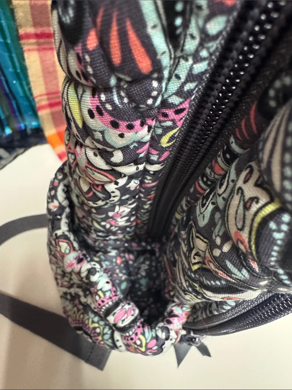 Vera Bradley Black and Pink Paisley Quilted Campus Backpack